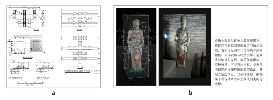 Examples of current heritage documentation: annotated CAD drawings and written records alongside digital-asset images